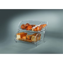 Rosseto BAK2937 Two-Tier Clear Acrylic Bakery Display Case With Chrome Plated Wire Stand- 16&quot; x 18&quot; x 14&quot;