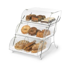 Rosseto BAK2944 Three-Tier Clear Acrylic Bakery Display Case With Chrome Plated Wire Stand 23&quot; x 16&quot; x 19&quot;