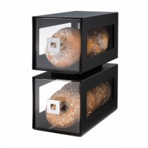 Rosseto BD101 Two-Tier Black Matte Steel Bakery Display Column With Clear Acrylic Drawers 6.25&quot; x 11.75&quot; x 13&quot;