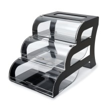 Rosseto BK011 Three-Tier Clear Acrylic Bakery Display Case with Black Steel Stand 15.25&quot; x 23.25&quot; x 15.5&quot;