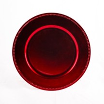 Ya Ya Creations CHRG_1302_RED Red Beaded 13&quot; Charger Plate