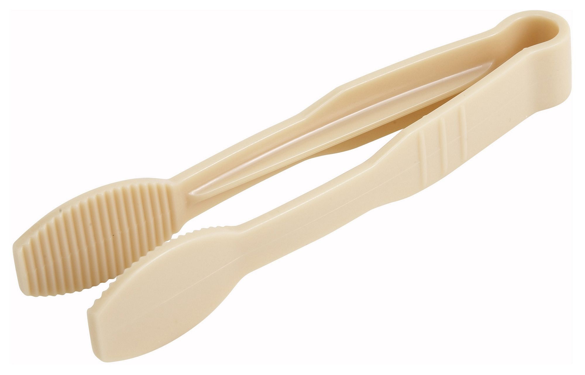 Winco PUTF-6B Beige Polycarbonate Flat-Grip Surface Tong 6"