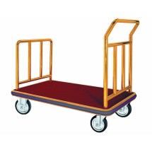 Aarco Products FB-1B Bellman's Hand Truck Luggage Cart with Carpeted Bed Brass Finish