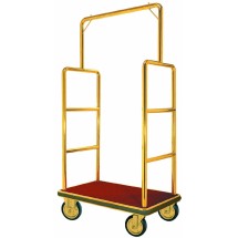 Aarco Products LC-1B Bellman's Luggage Cart Brass with Carpeted Bed and Hanger Rail, 72&quot;H
