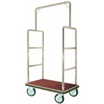 Aarco Products LC-1C Bellman's Luggage Cart Chrome with Carpeted Bed and Hanger Rail, 72&quot;H