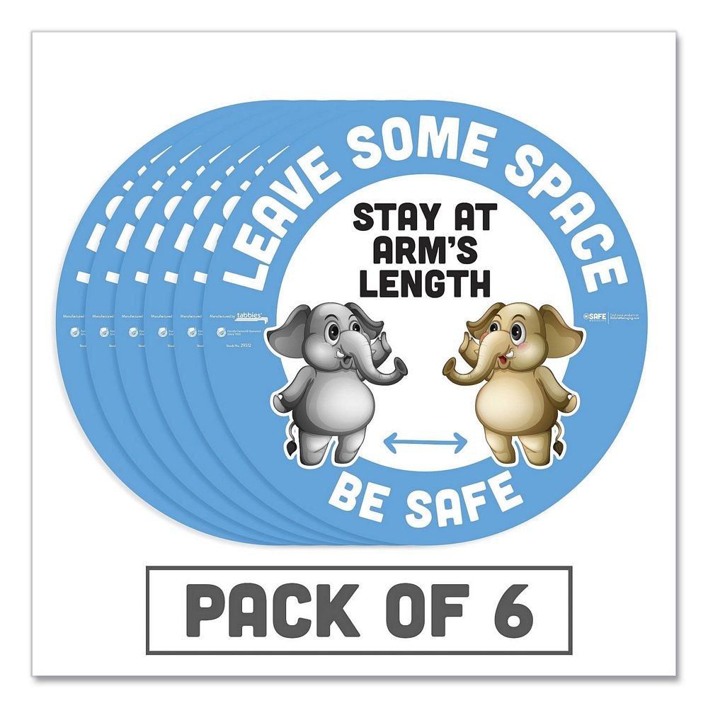Besafe Messaging Education Floor Signs, "Leave Some Space; Stay At Arms Length; Be Safe", 12" Dia., 6/Pack