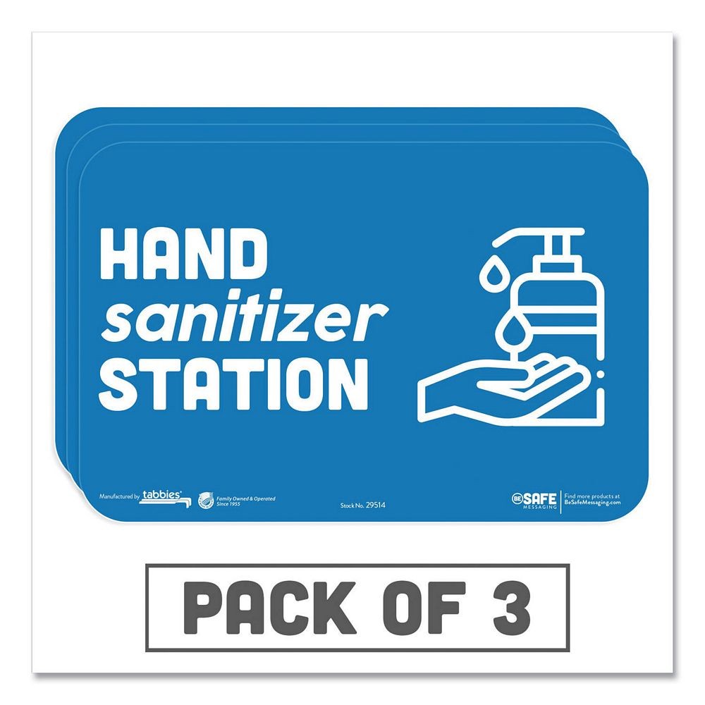 Besafe Messaging Education Wall Signs, "Hand Sanitizer Station", 9" x 6", 3/Pack