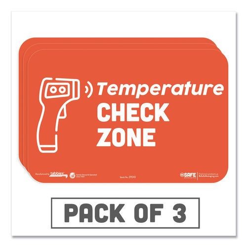 Besafe Messaging Education Wall Signs, "Temperature Check Zone", 9" x 6", 3/Pack