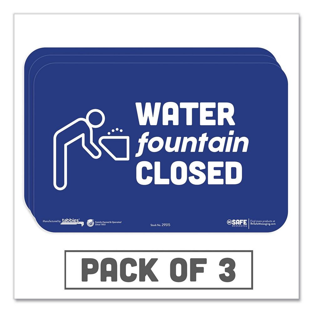Besafe Messaging Education Wall Signs, "Water Fountain Closed", 9" x 6", 3/Pack