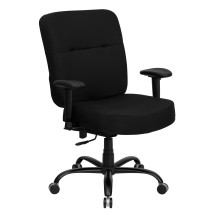 Flash Furniture WL-735SYG-BK-A-GG HERCULES Series Big &#38; Tall Black Fabric Executive Task Chair with Extra Wide Seat and Arms, 400 Lb. Capacity