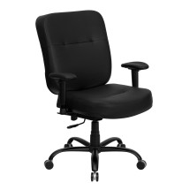 Flash Furniture WL-735SYG-BK-LEA-A-GG HERCULES Series Big & Tall Black Fabric Executive Task Chair with Extra Wide Seat and Arms, 400 Lb. Capacity