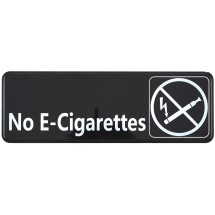 Winco SGN-335 Black &quot;No E-Cigarettes&quot; Information Sign, 3&quot; x 9&quot;