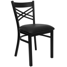 Flash Furniture XU-6FOBXBK-BLKV-GG HERCULES Series Black &quot;X&quot; Back Metal Chair with Black Vinyl Seat