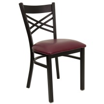 Flash Furniture XU-6FOBXBK-BURV-GG HERCULES Series Black &quot;X&quot; Back Metal Chair with Burgundy Vinyl Seat