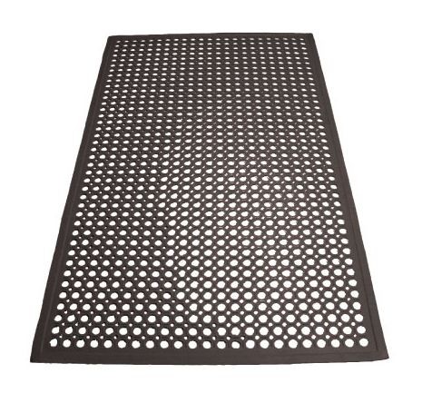 Winco RBM-35K Black Anti-Fatigue Rubber Floor Mat 3' x 5' x 1/2"