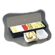 TableCraft 104 3-Compartment Black Plastic Bar Condiment Caddy