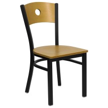 Flash Furniture XU-DG-6F2B-CIR-NATW-GG Circle Back Black Metal Chair - Natural Wood Seat and Back