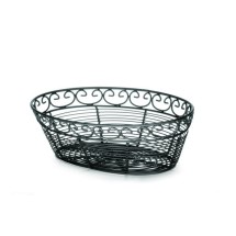 TableCraft BK27410 Mediterranean Black Metal Oval Bread Basket 10&quot; x 6-1/4&quot; x 2-1/4&quot;