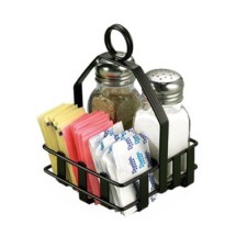 TableCraft 606RBK Black Condiment Rack for Salt & Pepper Shakers, Sugar Packets