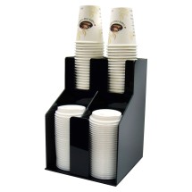 Winco CLO-2D Black Cup and Lid Organizer 2 Tiers 2 Stacks