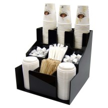 Winco CLSO-3T Black Cup and Lid Organizer, 3 Tiers, 3 Stacks