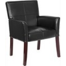 Flash Furniture BT-353-BK-LEA-GG Black Executive Leather Side Chair/Reception Chair
