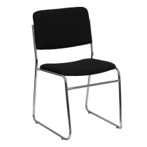 Flash Furniture XU-8700-CHR-B-30-GG Hercules Series 1000 Lb. Black Fabric High Density Stacking Chair with Chrome Sled Base