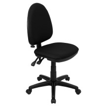 Flash Furniture WL-A654MG-BK-GG Black Fabric Multi-Function Task Chair with Adjustable Lumbar Support