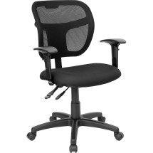 Flash Furniture WL-A7671SYG-BK-A-GG Black Fabric Mesh Task Chair with Arms