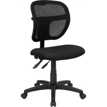 Flash Furniture WL-A7671SYG-BK-GG Mid-Back Black Mesh Task Chair with Back Height Adjustment and Adjustable Arms