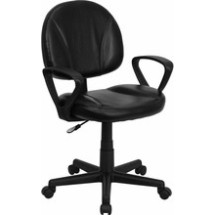 Flash Furniture BT-688-BK-A-GG Black Leather Ergonomic Task Chair with Arms