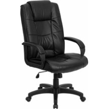 Flash Furniture GO-5301B-BK-LEA-GG Black Leather Executive High Back Office Chair
