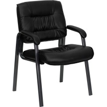 Flash Furniture BT-1404-BKGY-GG Black Leather Executive Side Chair with Titanium Finish