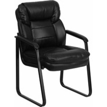Flash Furniture GO-1156-BK-LEA-GG Black Leather Executive Side Chair with Sled Base