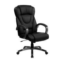 Flash Furniture BT-9069-BK-GG Black Leather High Back Office Chair