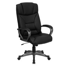 Flash Furniture BT-9177-BK-GG Black Leather High Back Executive Office Chair