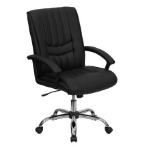 Flash Furniture BT-9076-BK-GG Black Leather Mid Back Manager#39;s Chair