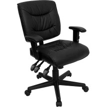 Flash Furniture GO-1574-BK-A-GG Black Leather Multi-Function Task Chair with Height Adjustable Arms