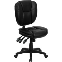 Flash Furniture GO-930F-BK-LEA-GG Black Leather Multi Function Task Chair