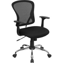 Flash Furniture H-8369F-BLK-GG Mid-Back Black Mesh Executive Office Chair with Chrome Base and Arms
