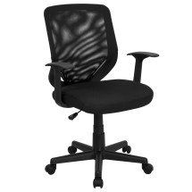 Flash Furniture LF-W-95A-BK-GG Mid Back Black Mesh Swivel Task Chair with Mesh Padded Seat