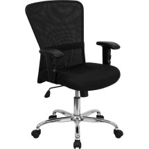 Flash Furniture GO-5307B-GG Black Mesh Office Computer Chair with Chrome Base