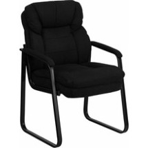Flash Furniture GO-1156-BK-GG Black Micro Fiber Executive Side Chair with Sled Base