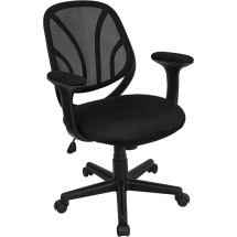 Flash Furniture GO-WY-05-A-GG Black Mid Back Mesh Computer Task Chair with Arms