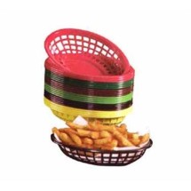 TableCraft 1071BK Black Oval Side Order Plastic Basket 7-3/4&quot; x 5-1/2&quot; x 1-7/8&quot;