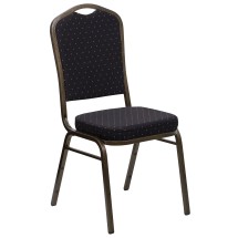 Flash Furniture FD-C01-GOLDVEIN-S0806-GG HERCULES Series Crown Back Black Pattern Fabric Stacking Banquet Chair with Gold Vein Frame