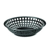 TableCraft 1075BK Black Round Plastic Serving Basket 8&quot; x 2-3/8&quot;