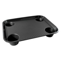 G.E.T. Enterprises FT-20-BK Black Polypropylene 17" x 14" Fast Food Tray with 4-Holders