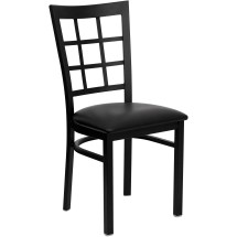 Flash Furniture XU-DG6Q3BWIN-BLKV-GG Black Window Back Metal Chair with Black Vinyl Seat