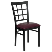 Flash Furniture XU-DG6Q3BWIN-BURV-GG Black Window Back Metal Chair with Burgundy Vinyl Seat